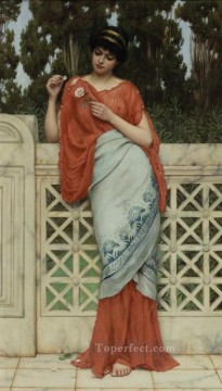  classicist Canvas - He Loves Me He Loves Me Not Neoclassicist lady John William Godward